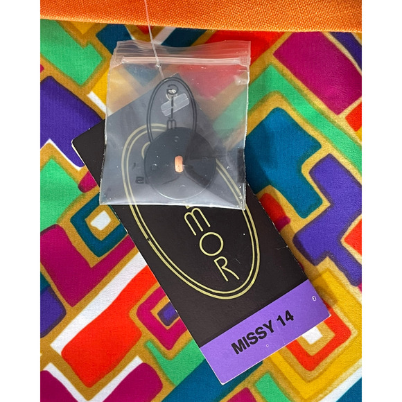 Vintage 90s Gilmor Sz 14 Boxy Suit Jacket Blazer Graphic Print Insert Orange New - Picture 11 of 11